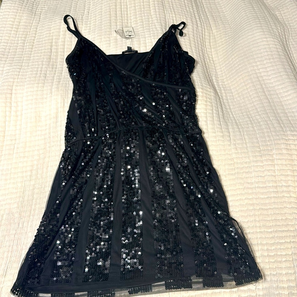 Black sequin spaghetti strap dress new with tags